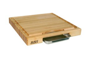 Planche Boos Blocks Prep Masters bois d'érable + plateau acier 38 x 36 x 6cm
