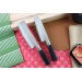 Coffret 2 couteaux japonais Nagekomi lame martelée : santoku + nakiri 