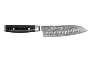 Couteau santoku japonais Yaxell RAN Plus lame alvéolée 16,5cm damas 69 couches