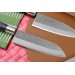 Coffret 4 couteaux japonais Nagekomi lame martelée : Sashimi + Deba + Santoku + Nakiri