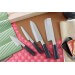 Coffret 4 couteaux japonais Nagekomi lame martelée : Nakiri + Santoku + Deba + Office