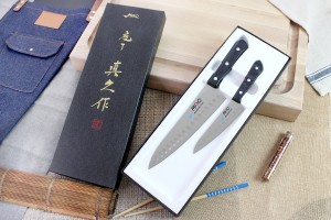 Coffret 2 couteaux japonais MAC Chef alvéolés : Universel 13cm + Chef 20cm