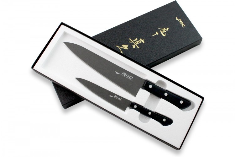 Coffret 2 couteaux japonais MAC Black Universel + Chef 21.5cm