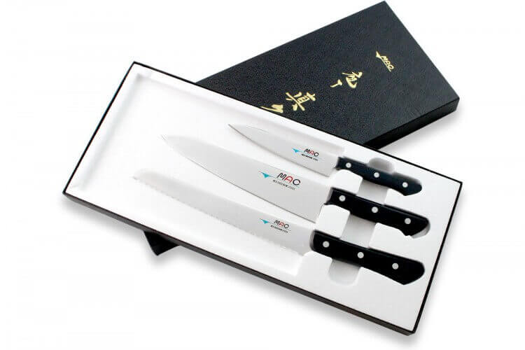 Coffret 3 couteaux japonais MAC Chef : Universel + Chef + Pain