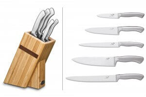 Bloc en bois de 5 couteaux Déglon Oryx design monobloc