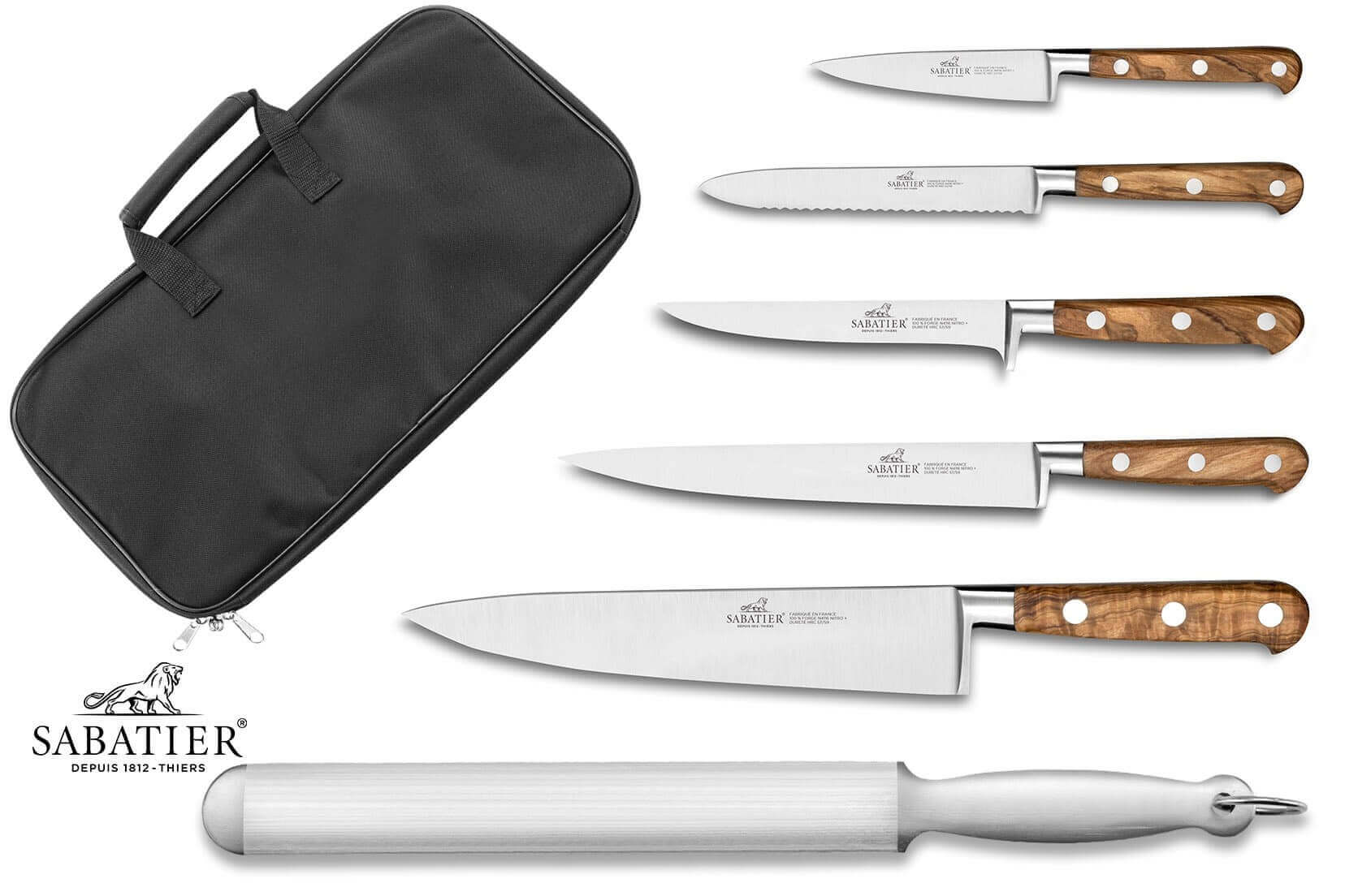 Bloc 5 couteaux Japan Chef Chroma aiguiseur et pince inclus