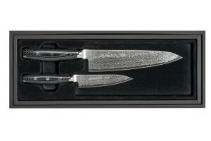 Coffret 2 couteaux japonais Yaxell GOU damas 101 couches : Chef 21cm + office 12cm