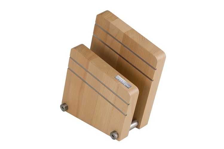 Bloc vide Artelegno Milano bois de h&ecirc;tre pour 6 couteaux de cuisine