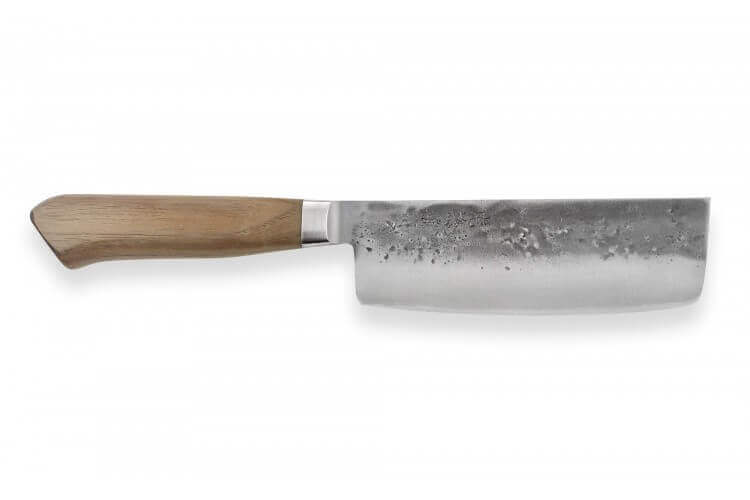 Couteau nakiri japonais artisanal Wusaki Nogami BS2 15cm manche en noyer