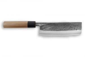Couteau nakiri japonais artisanal Wusaki Nakata BS2 16.5cm manche en noyer