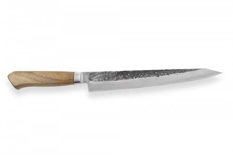 Couteau sujihiki japonais artisanal Wusaki Nogami BS2 24cm manche en noyer