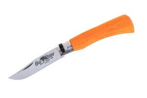 Couteau artisanal Old Bear Full Color orange manche bois d'Ayous stratifié