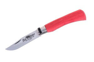 Couteau artisanal Old Bear Full Color rouge manche bois d'Ayous stratifié