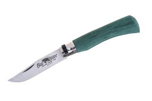 Couteau artisanal Old Bear Full Color vert manche bois d'Ayous stratifié