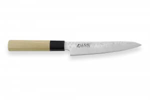Couteau universel japonais artisanal Wusaki KANJO AS 15cm manche en magnolia