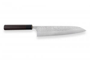 Couteau de chef japonais artisanal martelé Yu Kurosaki Shizuku 24cm acier SG2