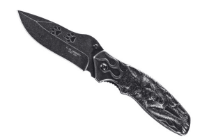 Couteau pliant Herbertz 582212 lame noire manche inox décor loup 12cm