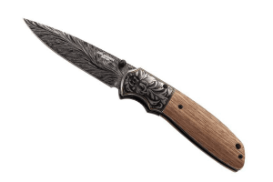 Couteau pliant Herbertz 584812 manche noyer avec mitre gravée 12cm