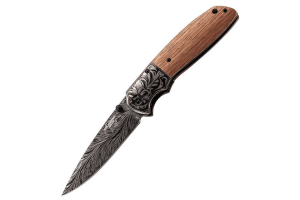 Couteau pliant Herbertz 584812 manche noyer avec mitre gravée 12cm