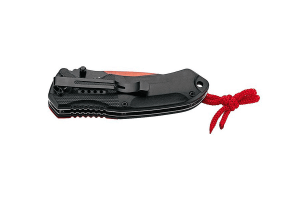 Couteau pliant Herbertz 585012 noir / rouge manche 12cm + cordon rouge