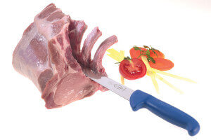 Couteau à dépouiller le mouton Dick Ergogrip lame 13cm manche bleu