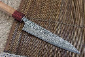 Couteau universel japonais artisanal Yoshimi Kato 15cm SG2 Damascus cerisier
