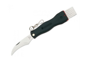Couteau pliant à champignon Maserin noir 11cm + brosse intégrée