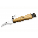 Couteau pliant à champignons manche olivier Maserin acier inox 12cm + brosse intégrée