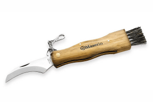 Couteau pliant à champignons Maserin manche olivier 12cm + brosse intégrée
