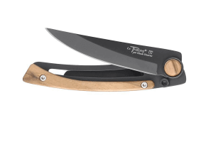 Couteau pliant Le Thiers Liner Lock Claude Dozorme acier noir bois d'olivier 10,5cm