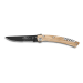 Couteau pliant lame noire dentée Le Thiers Liner Lock Claude Dozorme olivier 12,5cm