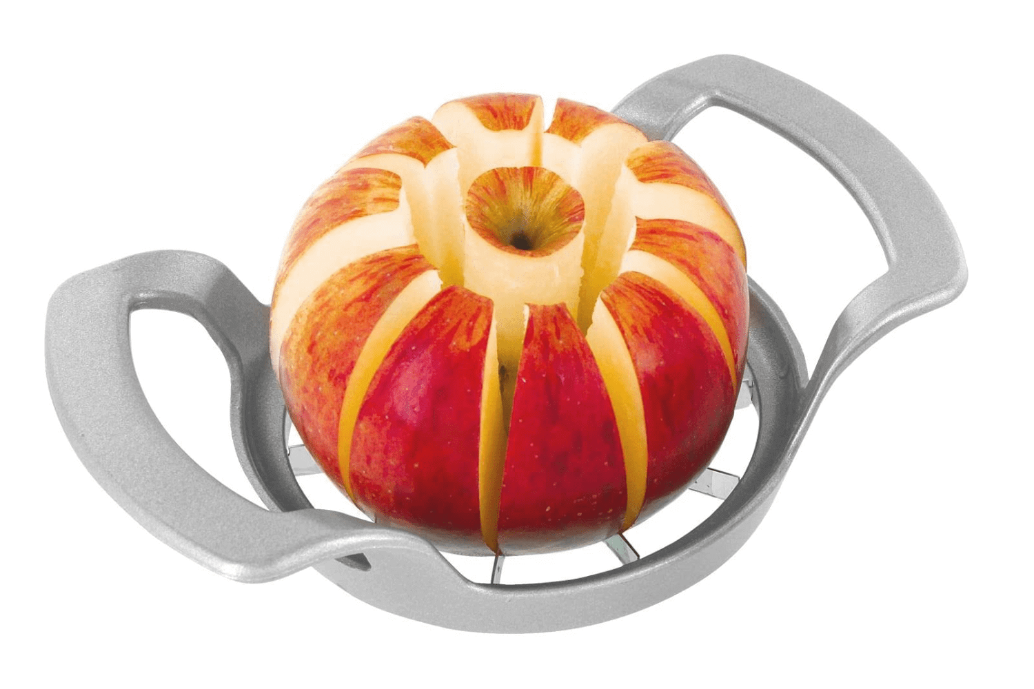 Coupe-pomme, version améliorée avec 12 lames, extra large, en acier  inoxydable, coupe-pomme ultra tranchant, dénoyauteur, cloison pour pommes  jusqu'à 10,2 cm Mise à jour argent