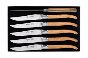 Coffret 6 couteaux de table Laguiole Arbalète G.DAVID 23cm inox manche olivier