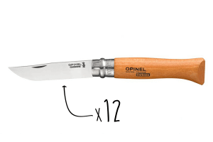 Boîte 12 couteaux Opinel n°09 acier carbone manche hêtre 12cm