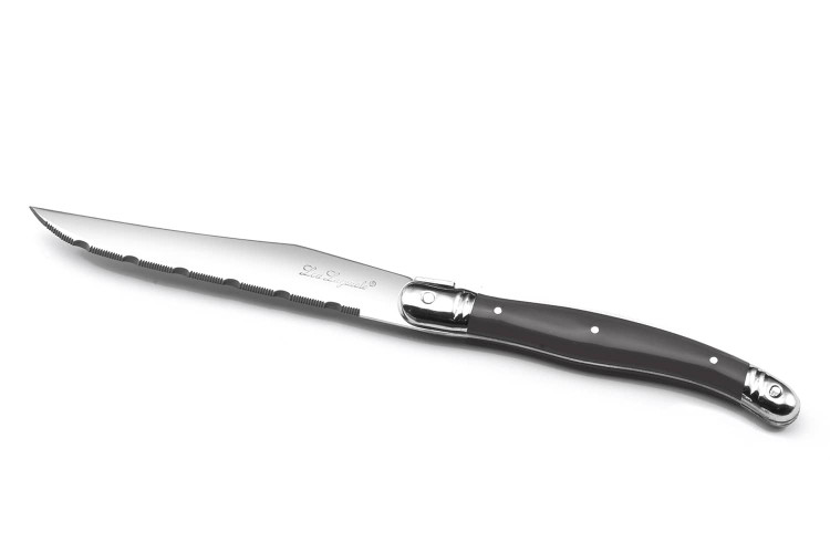 Couteau &agrave; steak Lou Laguiole Tradition gris lame inox 11cm