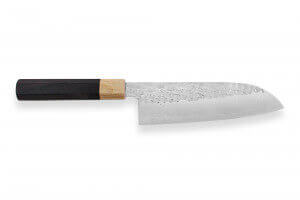 Couteau santoku japonais artisanal martelé Yu Kurosaki senko 16.5cm acier SG2