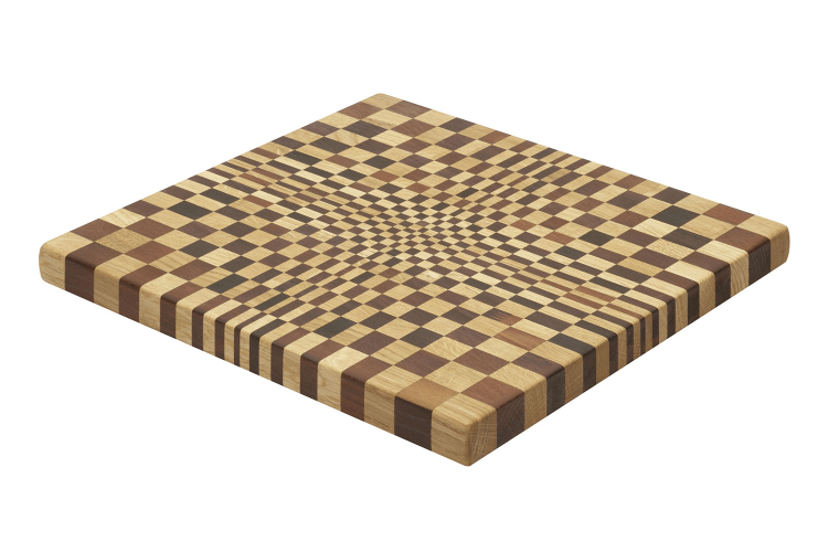 Planche &agrave; d&eacute;couper Legnoart Vega en rouvre naturel et thermo bois effet mosa&iuml;que