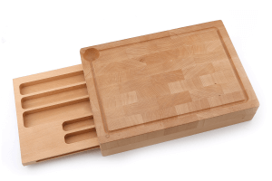 Planche à découper Sabatier International en hêtre + tiroir de rangement coulissant