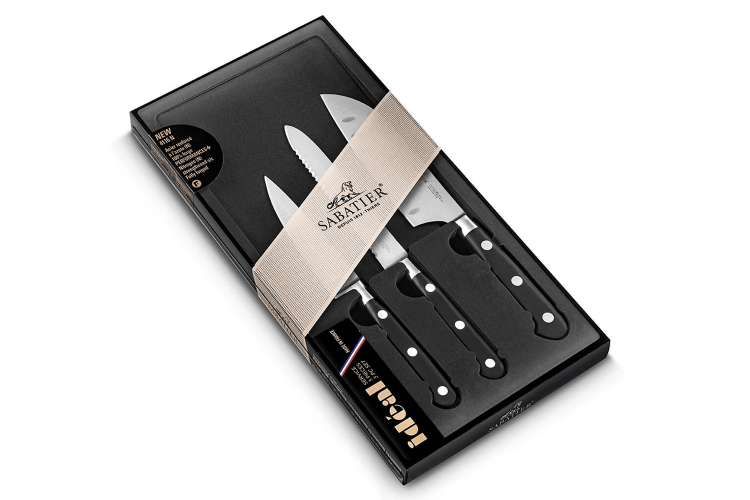 Coffret 3 couteaux Sabatier Idéal inox Office + Universel + Mini Santoku