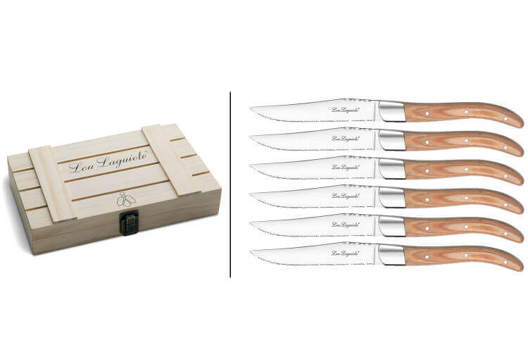 Coffret bois 6 couteaux à steak Lou Laguiole