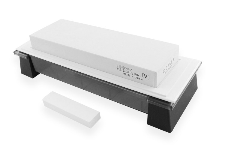 Pierre &agrave; aiguiser japonaise Suehiro Cerax c&eacute;ramique grains 5000 sur socle