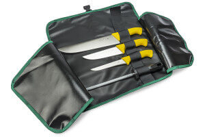 Trousse professionnelle de boucher 3 couteaux + 1 fusil Sanelli Skin