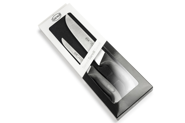 Coffret de 2 couteaux de boucher professionnels Sanelli SKIN Désosseur 16cm + Boucher 22cm