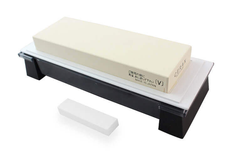 Pierre à aiguiser japonaise Suehiro Cerax céramique grains 3000 sur socle - Taille M