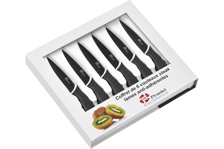 Coffret 6 couteaux steak Pradel Excellence lame noire 10cm revêtement anti-adhérent