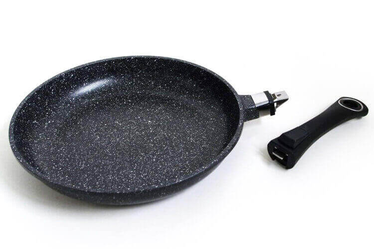 Poêle Pierra Pradel Excellence 20 Cm - Aluminium Forgé, Anti-adhésif Façon Pierre, Manche Amovible, Tout Feu Dont Induction