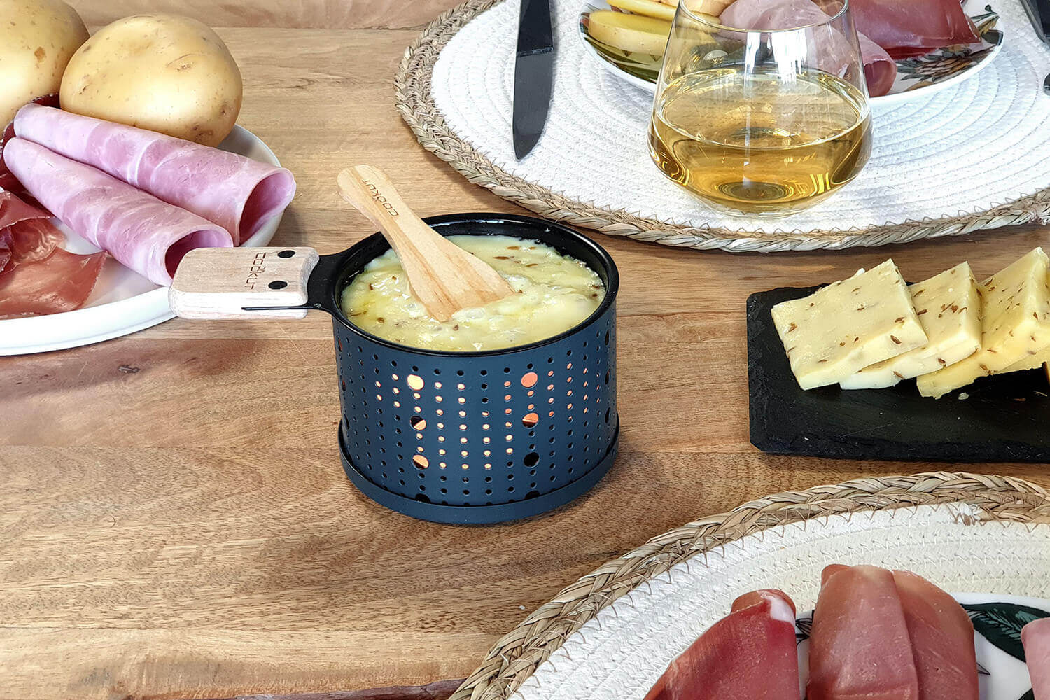 TABLE & COOK - Raclette bougies 1 personne support bois
