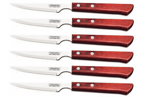 Set de 6 couteaux à steak Tramontina lame crantée 11cm manche rouge