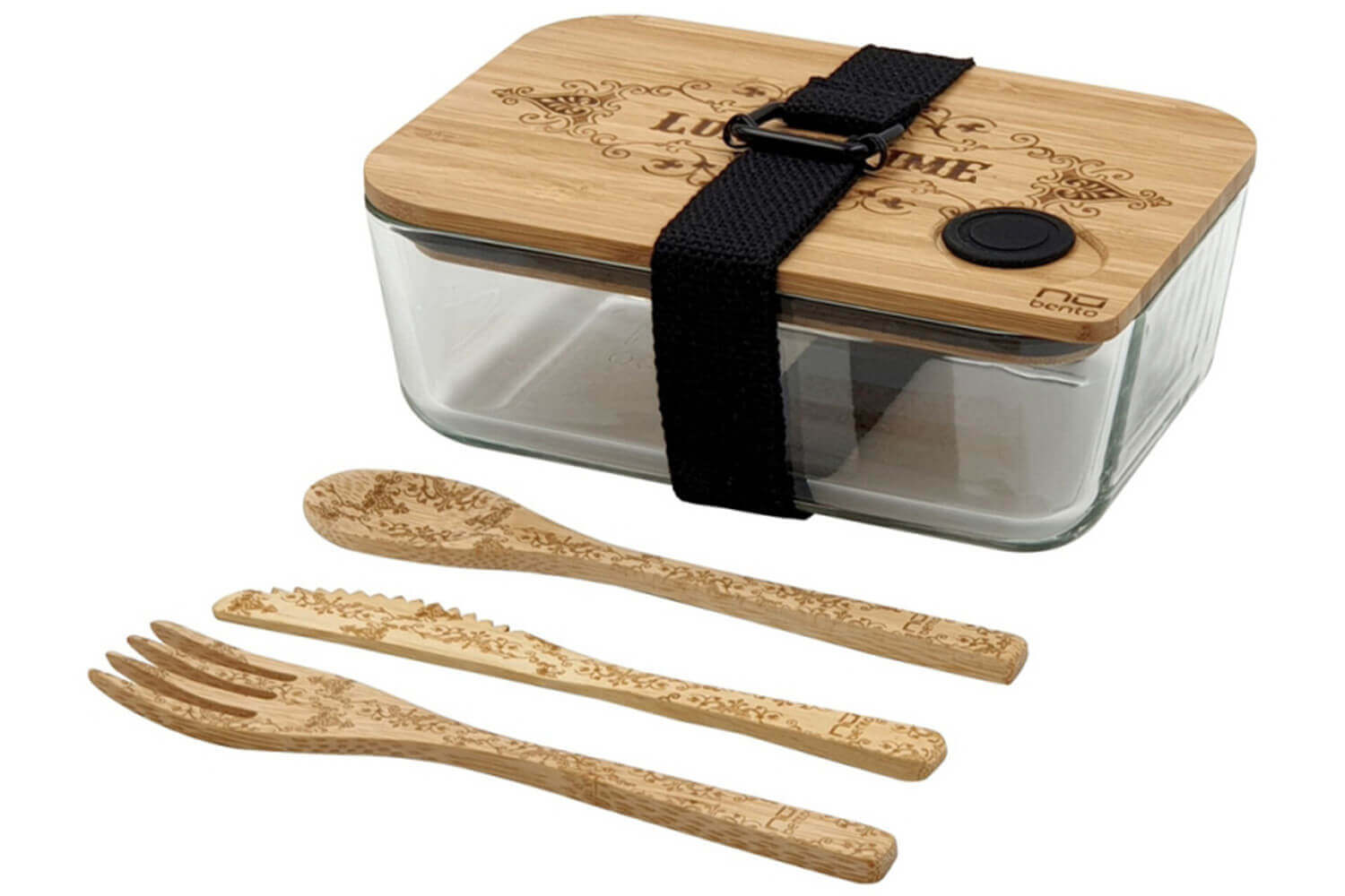 Bento lunch box verre et bambou + couverts Cookut