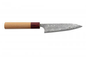 Couteau universel japonais artisanal Yoshimi Kato 12cm VG10 Nickel Damascus cerisier